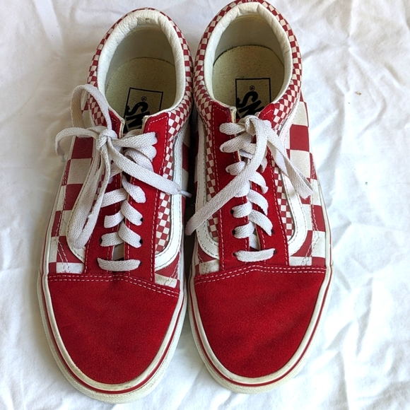 Vans red checker lace-up sneaker M5.5/W7 - Picture 1 of 7